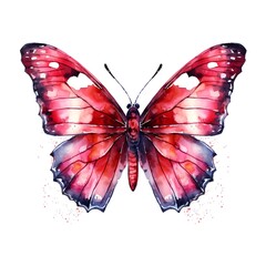 Wall Mural - Red butterfly isolated on white background