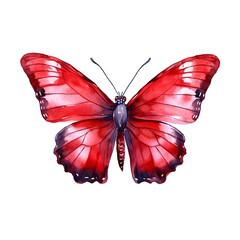 Wall Mural - Red butterfly isolated on white background