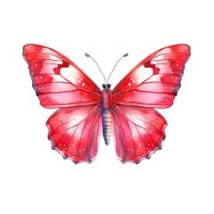 Wall Mural - Red butterfly isolated on white background