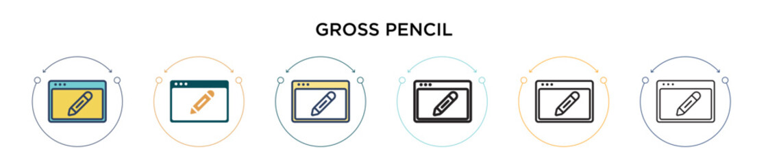 Wall Mural - gross pencil icon in filled, thin line, outline and stroke style. vector illustration of two colored