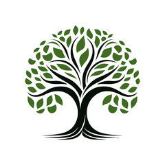 Tree logo, tree of life icon on white background. Vector illustration