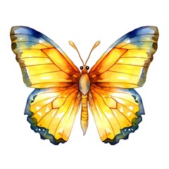 Wall Mural - Yellow butterfly isolated on white background