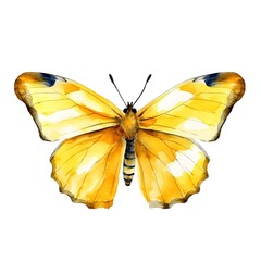 Wall Mural - Yellow butterfly isolated on white background