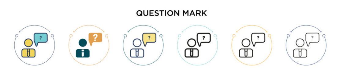 Wall Mural - question mark icon in filled, thin line, outline and stroke style. vector illustration of two colore
