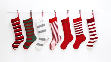 Wall Mural - warm woolen winter sock knitted isolated on white background, Socks for Christmas, holiday time or cold winter created with Generative AI technology