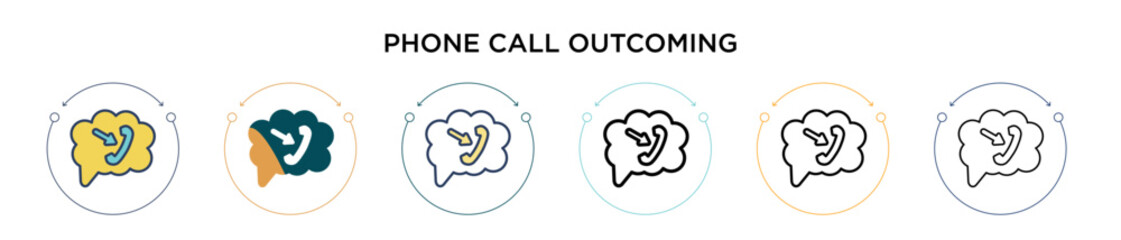 Wall Mural - phone call outcoming icon in filled, thin line, outline and stroke style. vector illustration of two