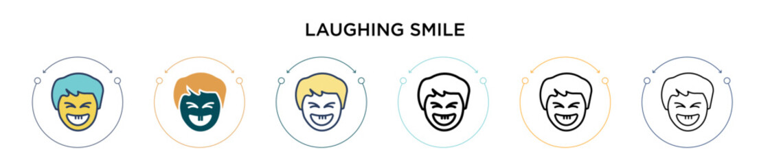 Wall Mural - Laughing smile icon in filled, thin line, outline and stroke style. Vector illustration of two colored and black laughing smile vector icons designs can be used for mobile, ui, web