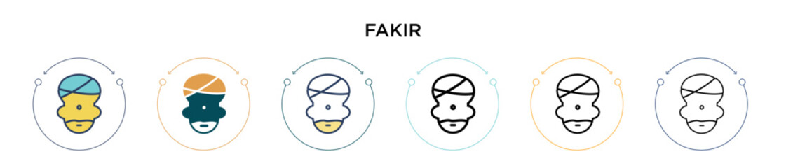 Wall Mural - Fakir icon in filled, thin line, outline and stroke style. Vector illustration of two colored and black fakir vector icons designs can be used for mobile, ui, web