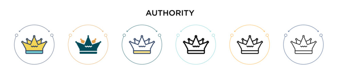 Authority icon in filled, thin line, outline and stroke style. Vector illustration of two colored and black authority vector icons designs can be used for mobile, ui, web