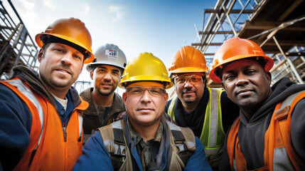 Wall Mural - Group of construction workers in uniform