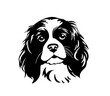 © MariMuz - Vector isolated one single King Charles spaniel dog head front view black and white bw two colors silhouette. Template for laser engraving or stencil