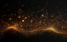 Black And Gold Wallpaper Background, Abstract Background Orange Particle. Abstract Gold Color Digital Particles Wave With Bokeh