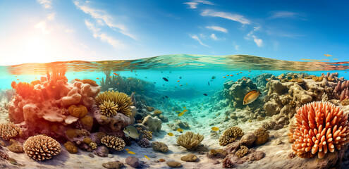 Wall Mural - Ocean coral reef underwater. Sea world under water background