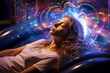 Picture of woman Astral body Psychedelic journey near death experience made by Generative AI
