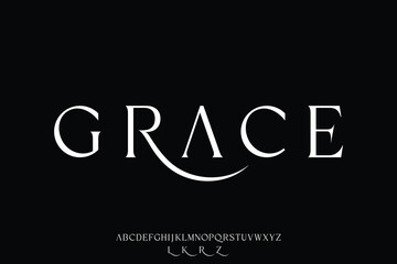 Wall Mural - elegant luxury minimalist alphabet display font vector with swoosh alternate style illustration. bea