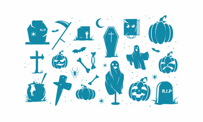 Wall Mural - set of logo halloween vector illustration