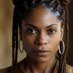 Poster - Face of a Jamaica woman with cornrows.