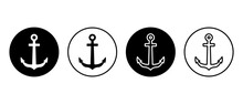 Anchors Vector Icon Set. Nautical Symbol In Circle