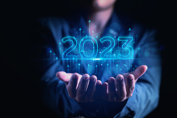 Wall Mural - 2023 business idea, businessman or engineer Show the trend of driving modern innovations to develop more effective technology information protection systems.	