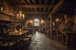 An image depicting a medieval tavern in Europe. Generative AI