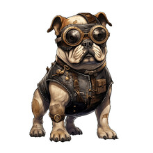 Steampunk Dog Illustration Clipart, Cute Puppies Steampunk Style In Transparent Background.