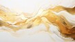 © Kanisorn - Liquid waves and stains. Gold abstract fluid art. Acrylic and oil paint flow monochrome.