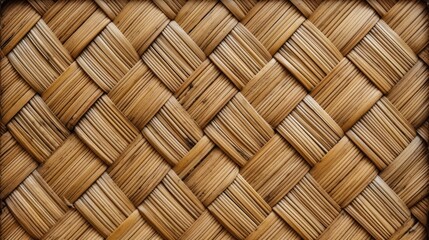 Wall Mural - Old bamboo weaving pattern, woven rattan mat texture.