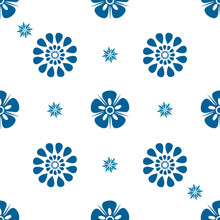 Abstract Blue Floral Mandala Designs Isolated On White Background Is In Seamless Pattern - Vector Illustration