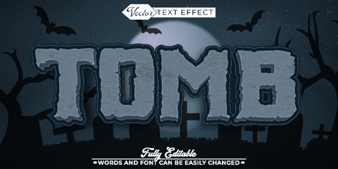 Cartoon Tomb Vector Editable Text Effect Template