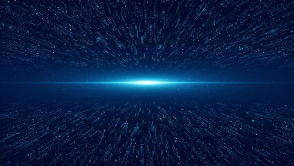 Tunnel lines Data flow Optical fibre effect Digital Technology Stream Super Fast Speed Lines Background. Digital Cyberspace Particles Digital Data Network Connection Technology Future Concept.