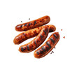 Grilled sausages on transparent background with isolation