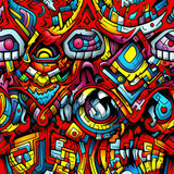 Fototapeta Młodzieżowe - Funky doodles psychedelic repeat pattern