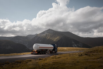 Wall Mural - freight truck on the mountain pass road