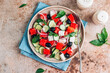 Summer watermelon salad with cucumber, basil and feta cheese
