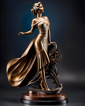 An Art Deco Bronze Figure Of A Woman - Generative Ai