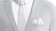 © Alexandr Bognat - Blank white folded pocket square classic suit mockup, front view