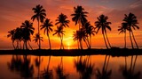 Fototapeta Zachód słońca - sunset on the beach. Generative AI