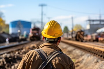 Unrecognizable Worker In A Yellow Hard Hat ai generated