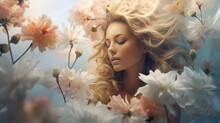 Vintage Portrait Of Woman With Flowers Free Stock Photo - Public Domain ...