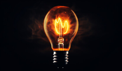 Poster - Light bulb on black background. AI generated