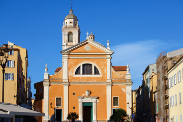 Wall Mural - Exterior facade Cathedral of Our Lady of the Assumption in Ajaccio, Corsica island.