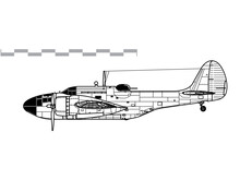 Martin 187 Baltimore. Baltimore Mk.IIIA. Vector Drawing Of WW2 Light Bomber And Reconnaissance Aircraft. Side View. Image For Illustration And Infographics.