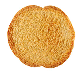 Wall Mural - Round bread rusk, whole wheat toast isolated on white, top view