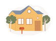 Detached house isolated concept vector illustration. Single family house, stand-alone household, single-detached building, individual land ownership, unattached dwelling unit vector concept.