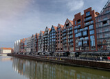 Fototapeta  - Beautiful city view of the port in the city of Gdansk, in Poland on a clear day