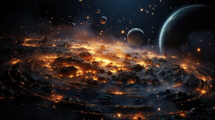 Wall Mural - surreal solar system: a celestial canvas of wonders and imagination. generative ai