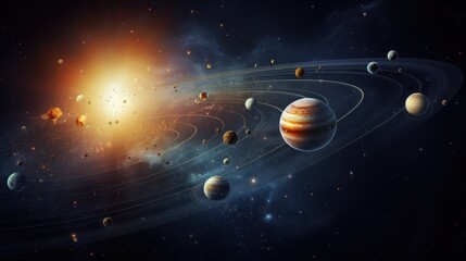 Wall Mural - surreal solar system: a celestial canvas of wonders and imagination. generative ai