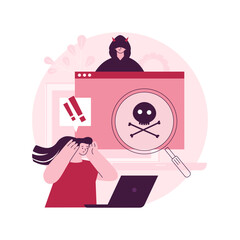 Malware abstract concept vector illustration. Malicious software, computer virus, malware program, spyware development, online antivirus security and protection, cyber attack abstract metaphor.