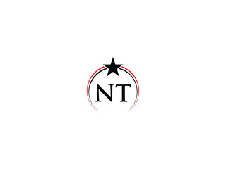 Modern Luxury NT Logo Icon, Premium Nt Royal Star Logo Letter