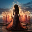 © Elle Arden  - A beautiful woman connecting to the inner divine healing energy. Generative AI.